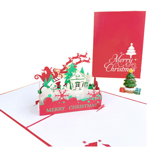3D Christmas Greeting Card with Tree Design