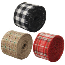 Christmas checkered plaid ribbon roll