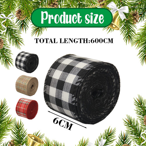 Christmas checkered plaid ribbon roll 1