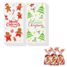 Christmas Cellophane Candy Bags with Twist Ties 100 pcs