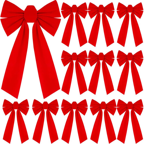 Red Velvet Christmas Bows Large 12PCS