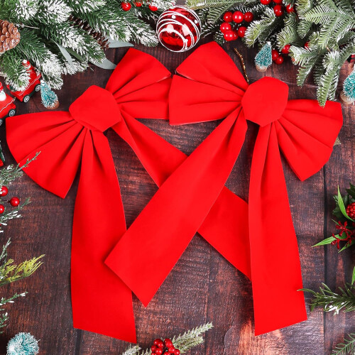Red Velvet Christmas Bows Large 12PCS 2