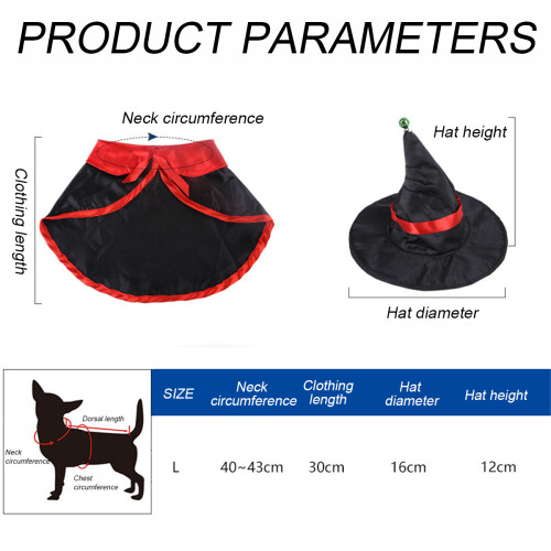 Halloween Cat Costume Vampire Cloak Witch Hat Adjustable 1