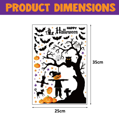 Halloween Gel Window Decals Pumpkin Witch Bat Spider 1