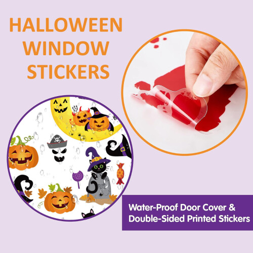 Halloween Gel Window Decals Pumpkin Witch Bat Spider 2