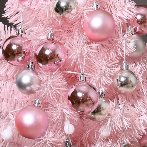 Pink Christmas Tree Frosted Ball Decor 60cm 1