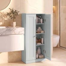 HOMCOM Narrow Bathroom Cabinet, Slim Storage Cabinet, Light Blue