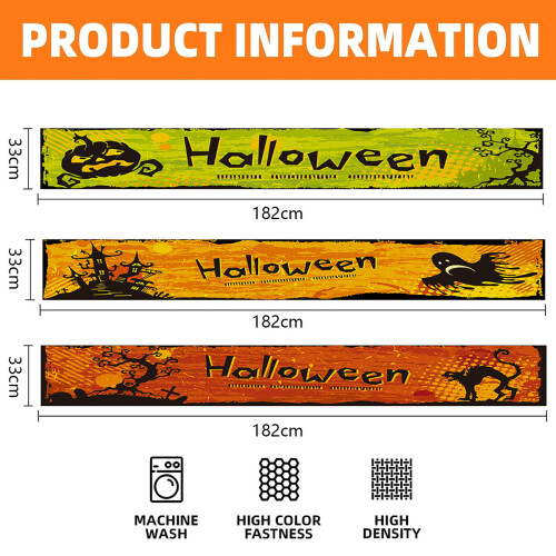 Halloween Table Runner Witch Cat Pumpkin Design Rectangle 1