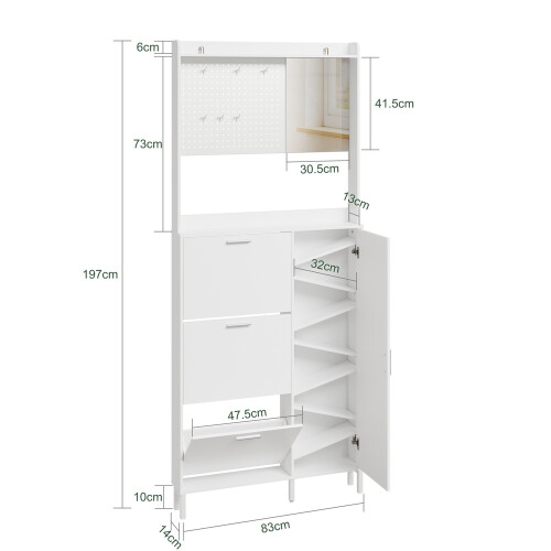 SoBuy Meuble à Chaussures Blanc avec Miroir 2