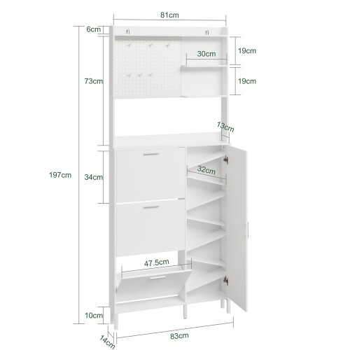 SoBuy FSR232-W Παπουτσοθήκη Λευκή 8314197 cm 2
