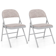 2 Pack Beige Folding Chairs Padded Party Chairs with Metal Frame