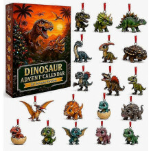Calendrier de l'Avent Dinosaures 2026, coffret 3D de 24 jours pour le compte à rebours de Noël, 24 décorations de dinosaures préhistoriques uniqu