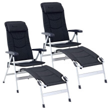 2x ISABELLA THOR CAMP CHAIR & FOOTRESTS RECLINER SEAT OUTDOOR GARDEN BBQ BEACH