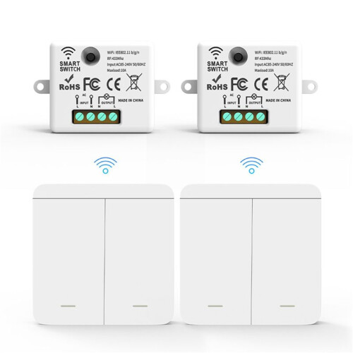4PCS Wireless Light Wall  RF 433Mhz Relay Receiver with 2x 2Gang Panel  LED Remote Control for LED Lamp 1