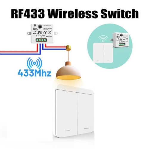 4PCS Wireless Light Wall  RF 433Mhz Relay Receiver with 2x 2Gang Panel  LED Remote Control for LED Lamp 2