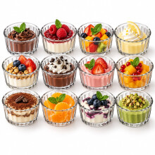 (Set of 12) 135ml Fluted Glass Ramekins Dessert Bowls