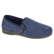 (UK 13) SLEEPERS Phil Men's Navy Cord Twin Gusset Memory Foam Slipper