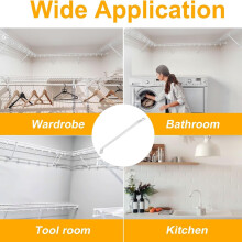 4 St Garderobshyllor, Stödfästen för Trådhyllor, Metallgarderobsstödtillbehör för 12-Tums Hyllor