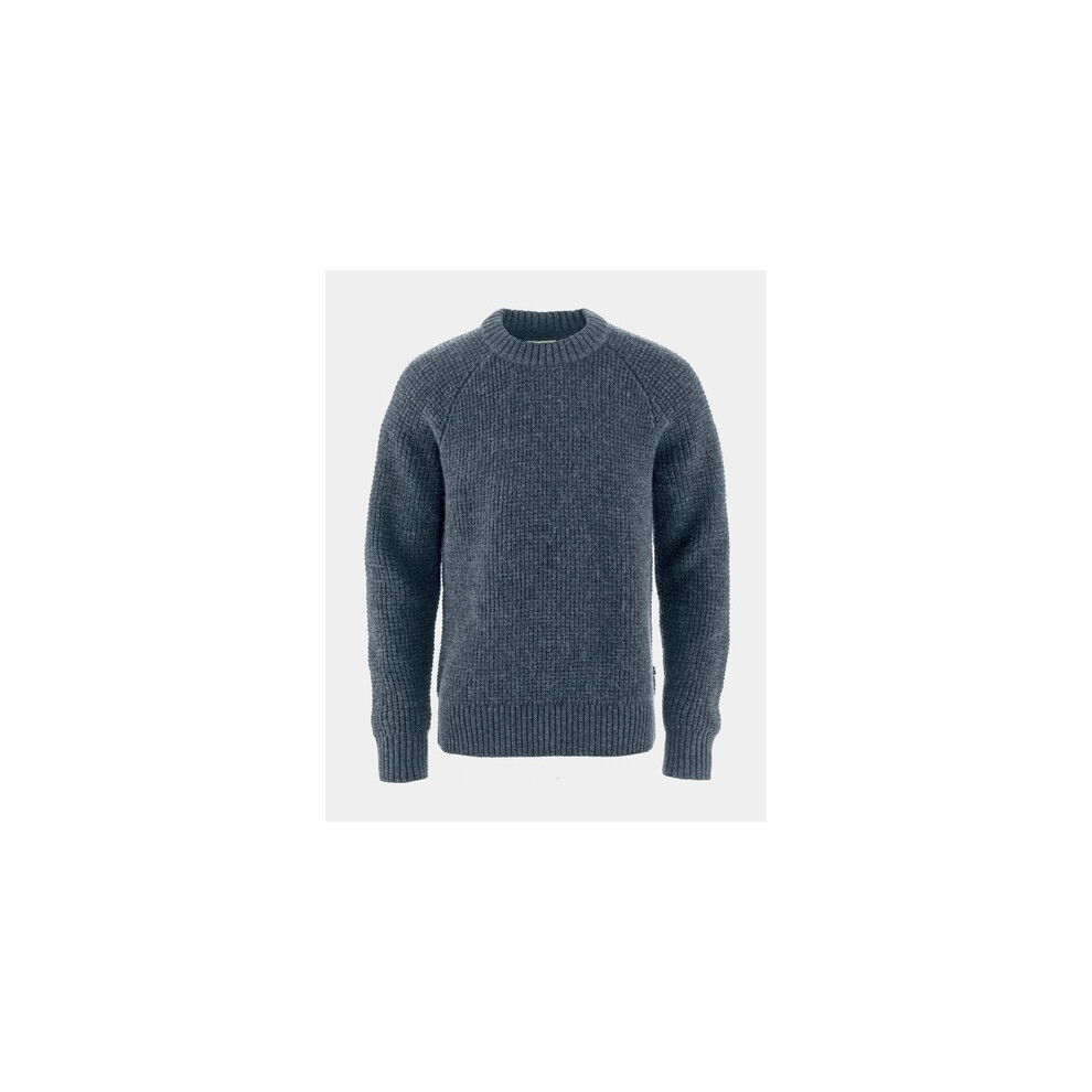Fjallraven Ovik Waffle Knit Mens Jumper - Navy 560 - Grey - Size XL - Image 2