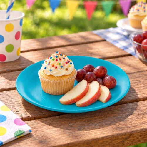 (Teal) Plastic Side Plates Set of 6 Reusable Picnic 1