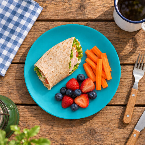 (Teal) Plastic Side Plates Set of 6 Reusable Picnic 2