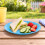 (Blue) Plastic Side Plates Set of 6 Reusable Picnic 6