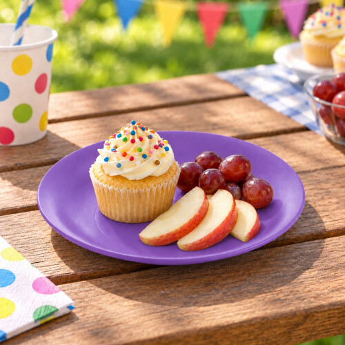 (Purple) Plastic Side Plates Set of 6 Reusable Picnic 1