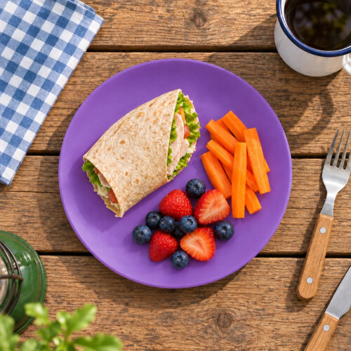 (Purple) Plastic Side Plates Set of 6 Reusable Picnic 2