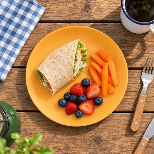 (Orange) Plastic Side Plates Set of 6 Reusable Picnic 2