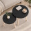 (Black) Set of 2 Round Nesting Coffee Tables Pine Legs 3
