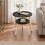 (Black) Set of 2 Round Nesting Coffee Tables Pine Legs 4