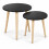 (Black) Set of 2 Round Nesting Coffee Tables Pine Legs 7