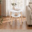 (White) Set of 2 Round Nesting Coffee Tables Pine Legs 4