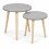 (Grey) Set of 2 Round Nesting Coffee Tables Pine Legs 7