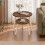 (Rustic Brown) Set of 2 Round Nesting Coffee Tables Pine Legs 4