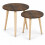 (Rustic Brown) Set of 2 Round Nesting Coffee Tables Pine Legs 7