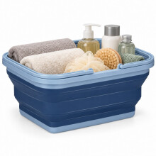 (Blue) Collapsible Laundry Basket w/ Handles Pop Up Tub
