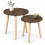 (Rustic Brown) Set of 2 Round Nesting Coffee Tables Pine Legs 1