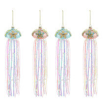 Glass Jellyfish Christmas Ornament Coastal Style Set