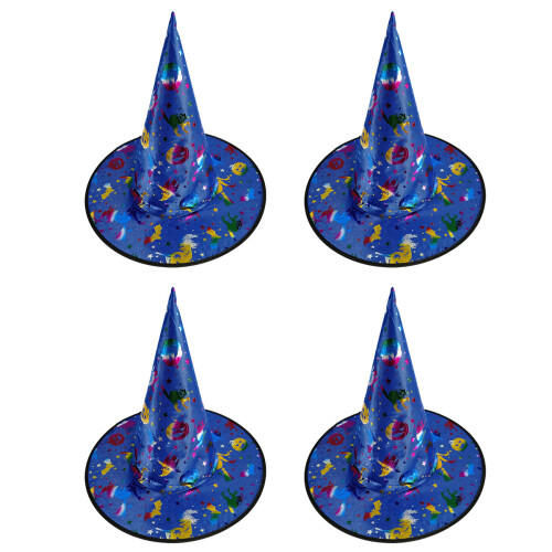 Gold Halloween Witch Hats 4pcs
