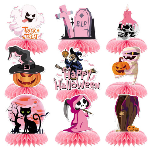 Pink Honey Halloween Decor: Pumpkin Ghost Witch Cat