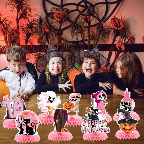 Pink Honey Halloween Decor: Pumpkin Ghost Witch Cat 1