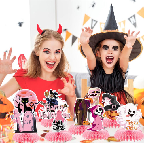 Pink Honey Halloween Decor: Pumpkin Ghost Witch Cat 2