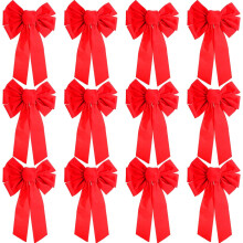 Christmas Red Velvet Bows Wreath Bow Tie 12 Pieces