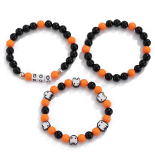 Halloween Bracelets Ghost Pumpkin Charm Elastic Beaded Women