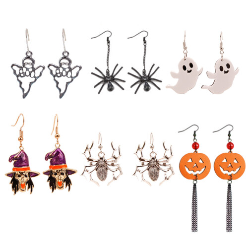 Halloween Stud Earrings Ghost Bat Spider Skull
