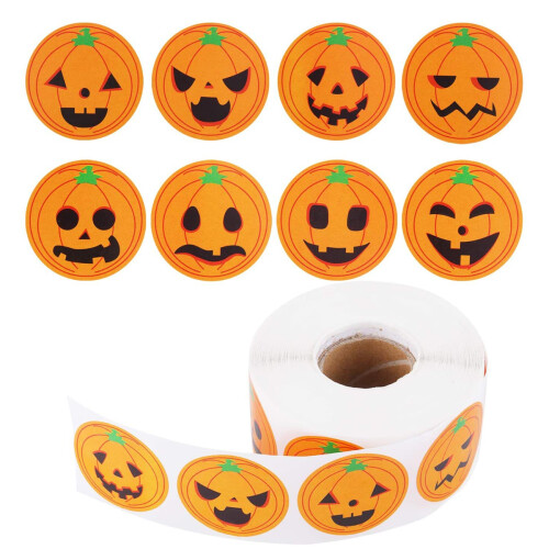 Pumpkin Stickers Round Face 500 pcs Halloween Party
