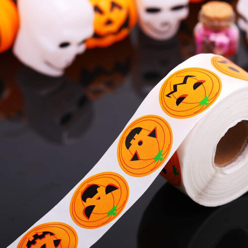 Pumpkin Stickers Round Face 500 pcs Halloween Party 1