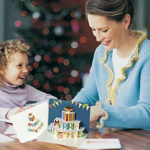 3D Christmas Greeting Cards Pop Up Holiday Set 6PCS with 1