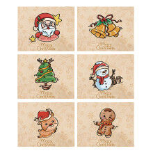 Merry Christmas Greeting Cards Pack of 6 4.5" x 3.3" with